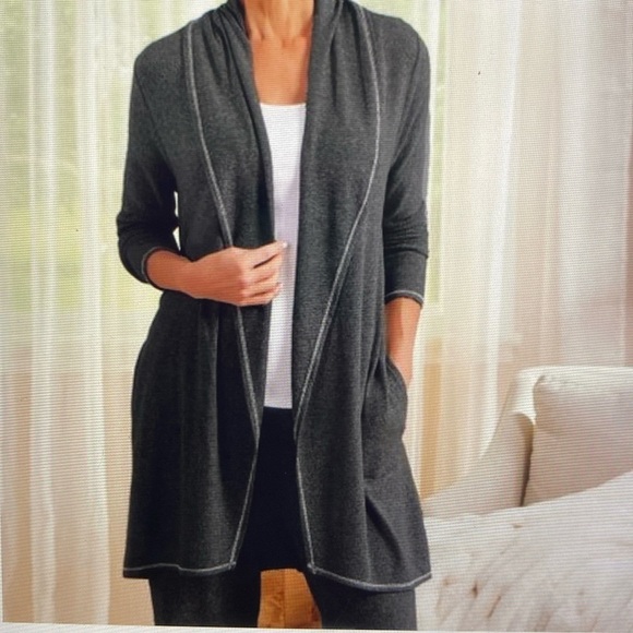 NWT Soft Surroundings Meadow Topper Cardigan Sweater Womens 3X plus Sz Charcoal - Picture 2 of 9
